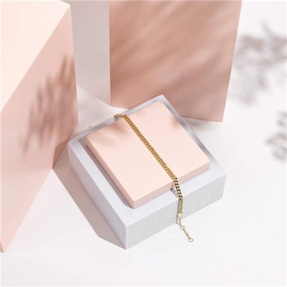 14K Gold Plated Curb Chain Adjustable Bracelet for Women Cute Gift - Picture 3 of 6